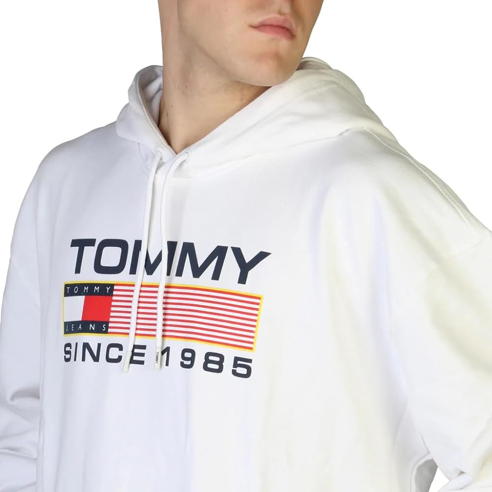 [Tommy Hilfiger] [Official] Athletic Logo Hoodie DM15009 Men's Tops Parka Hood Hooded Pullover Plain One Point Gray Gray Black Black White White
