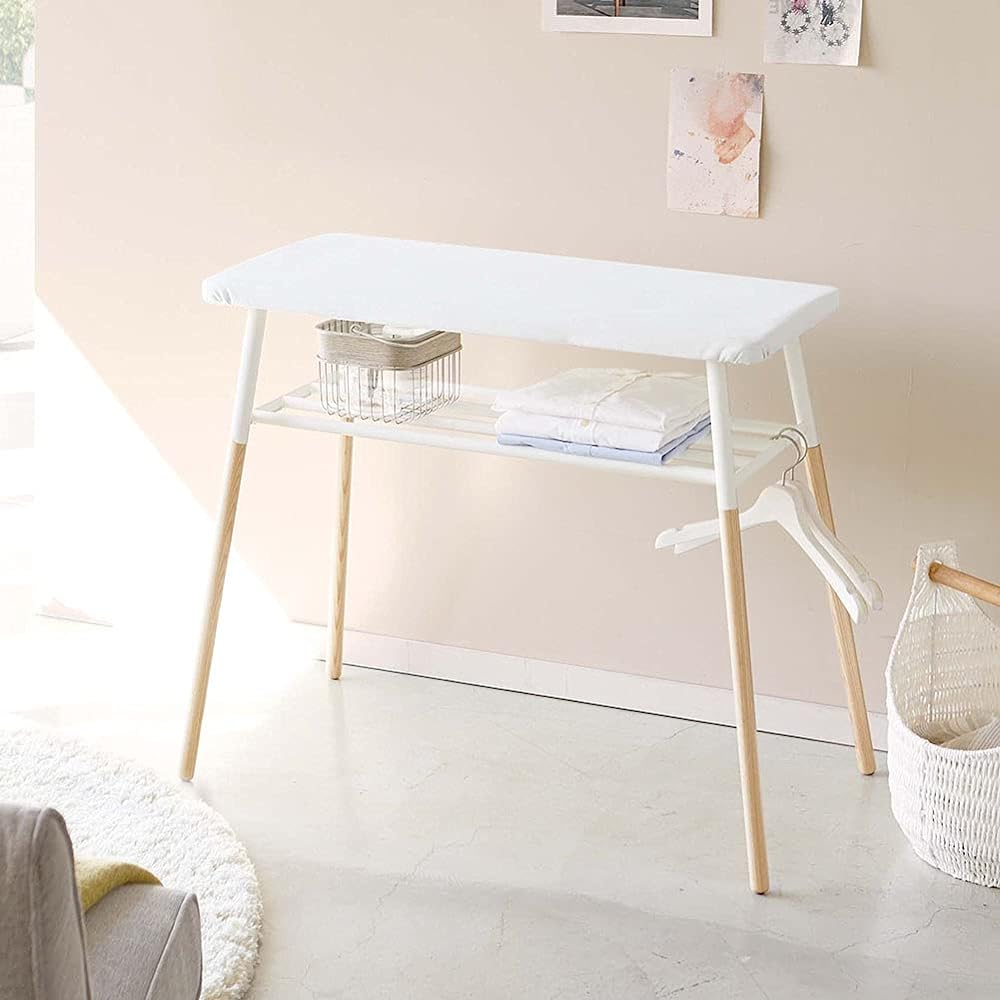 Yamazaki Jitsugyo 4035 Stand-type ironing board with shelf, white, approx. W94XD55XH78cm Tosca Stand-type ironing board with shelf
