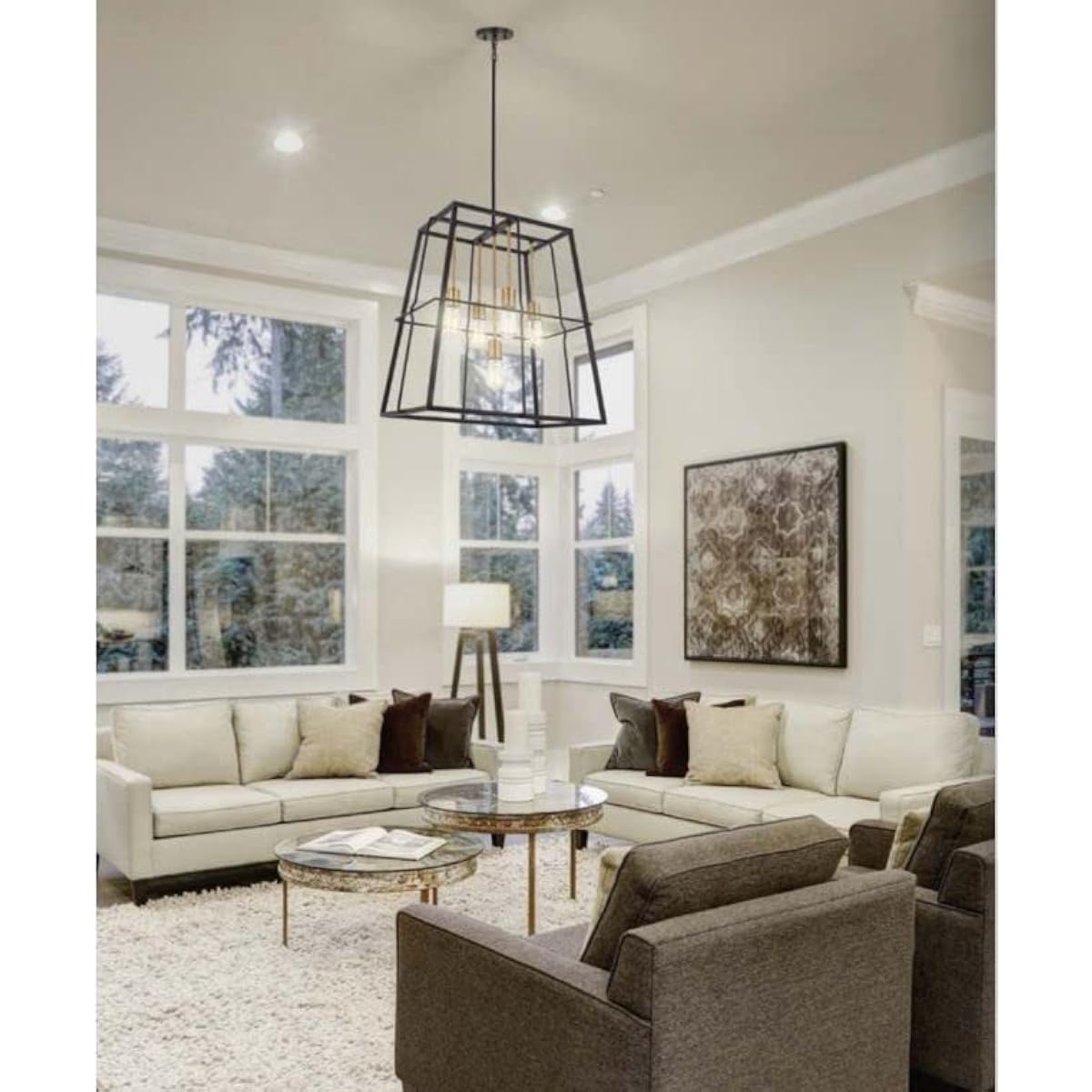 Minka Lavery 4765-416 Keeley Calle - 5 Light Pendant, Painted Bronze/Natural Brushed Finish with Glass