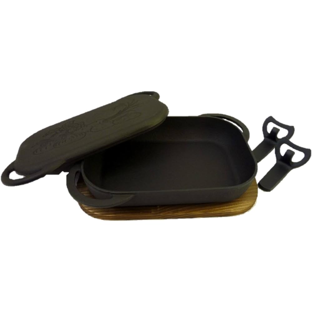 Nambu Tekki Bake Pan (with wooden stand and 2 handles)
