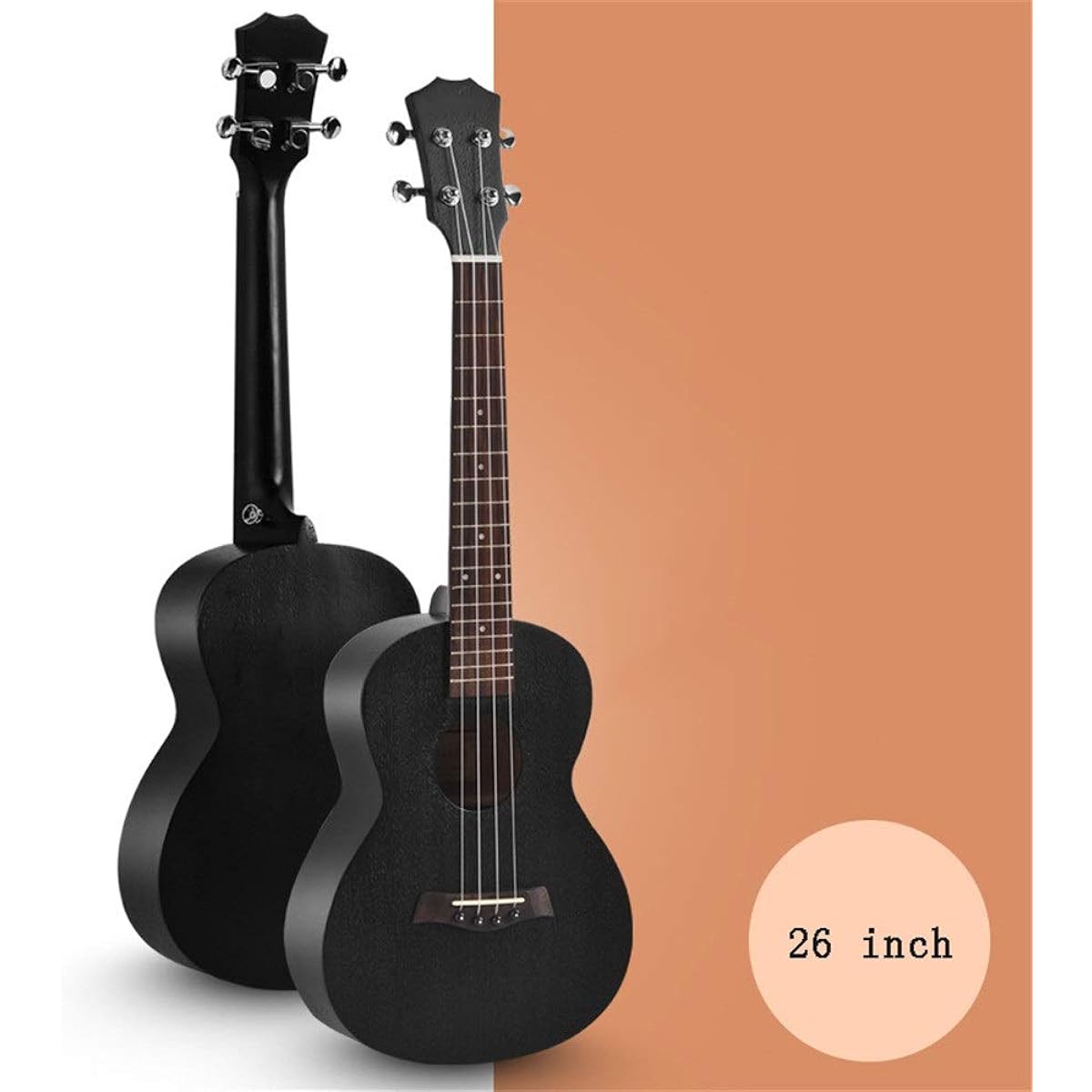 Ukulele Small Musical Instrument Concert Ukulele Hawaiian Guitar Ukulele 26 Inch for Kids Beginners Adults (Color: Black, Size: 26inch)