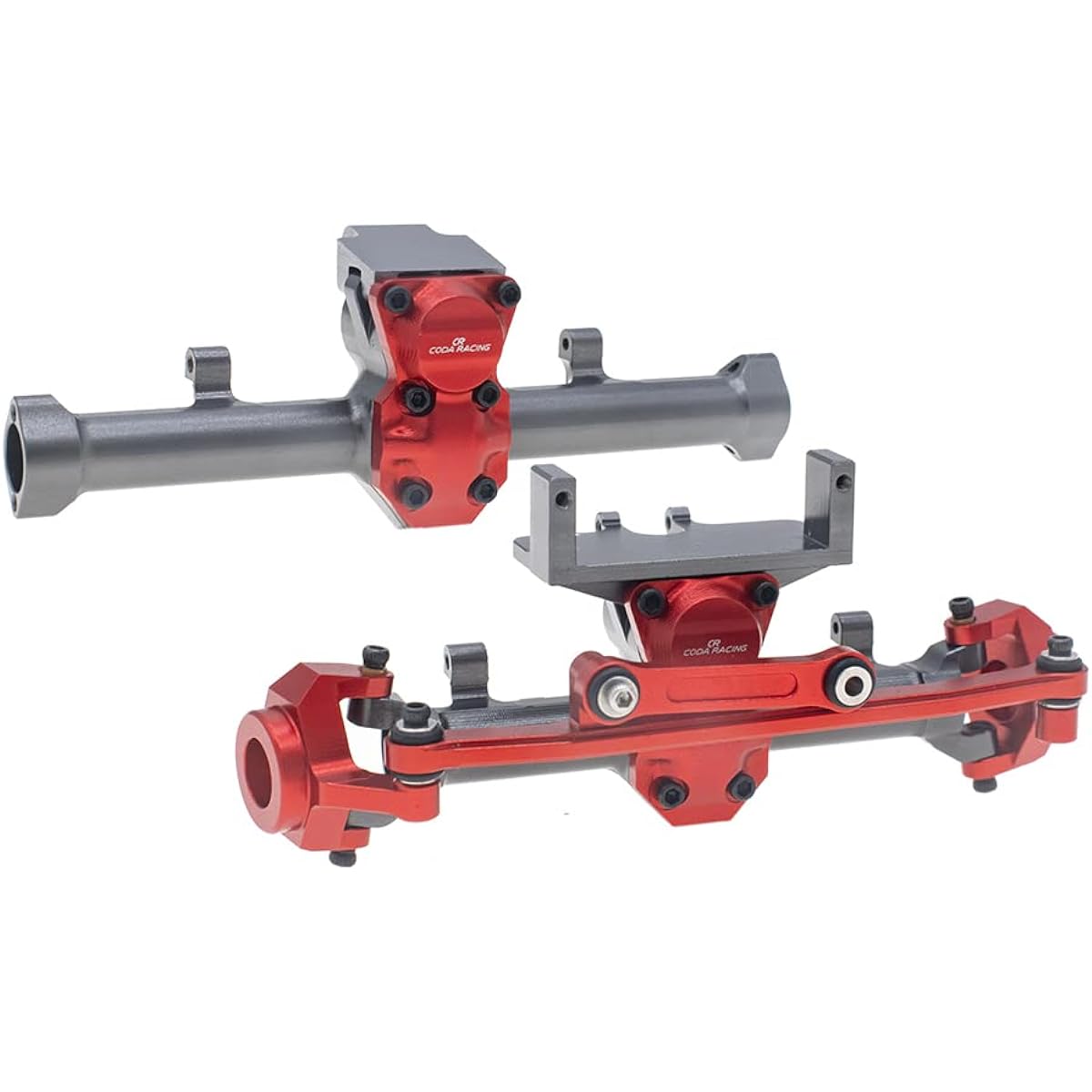 CODA RACING Aluminum Front & Rear Bridge Differential Housing Cover Steering Knuckle Rod Tie Link Servo Mount for AXIAL SCX24 AXI90081 AXI00001 AXI00002 AXI0004 RC Crawler Car