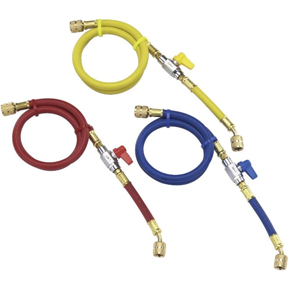 Ichinen TASCO TA133AB-3 Charge hose with valve 150cm yellow