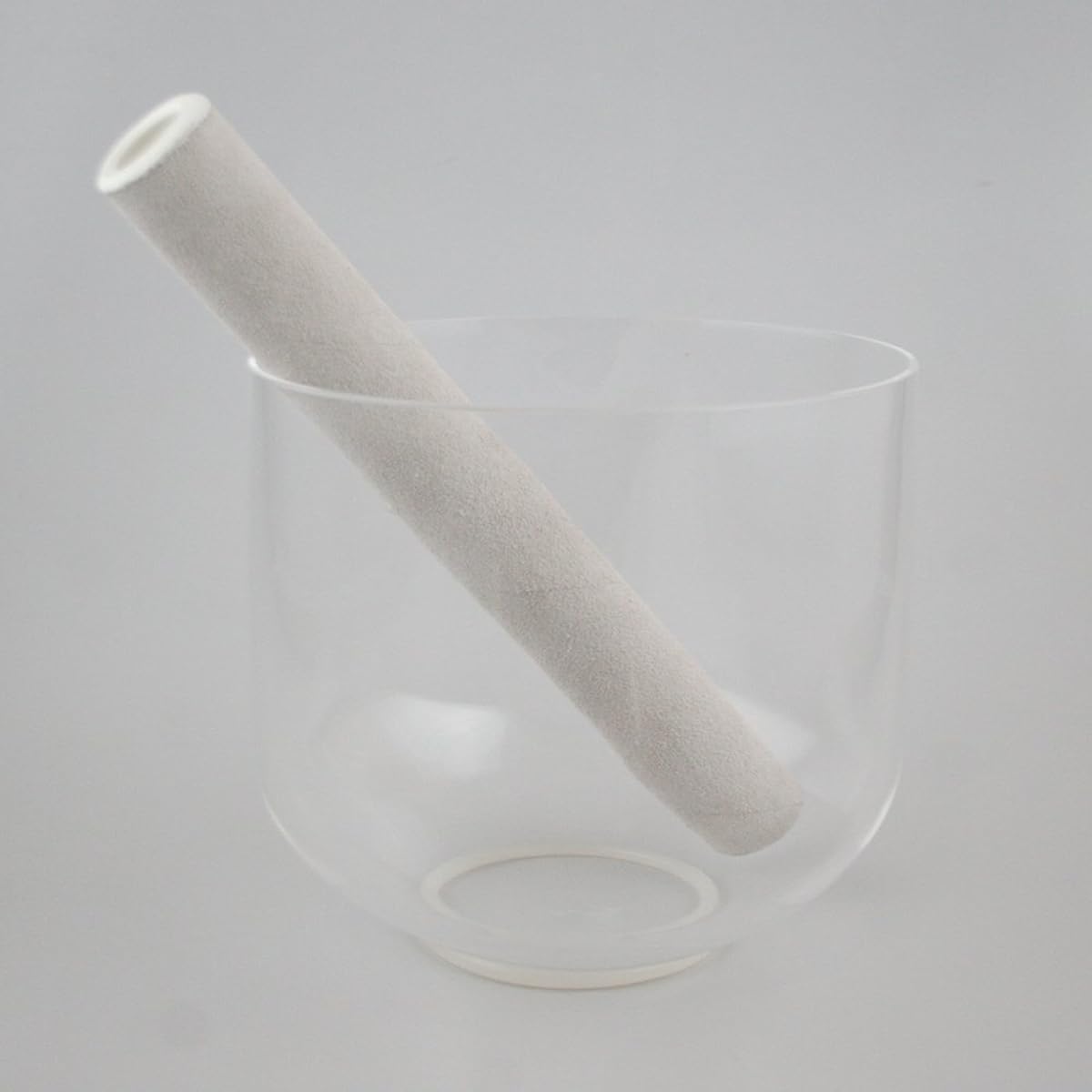 Clear crystal singing bowls available in various pitches and sizes (6 inches, pitch F)
