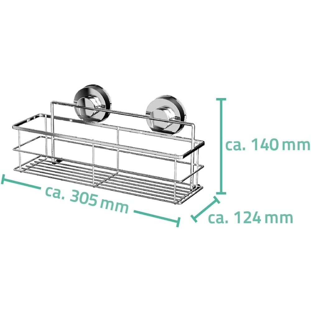 RIDDER Suction Shower Tray 305x146x115mm Bathroom Storage Suction Cup Storage Rack Planning Germany RI12010200