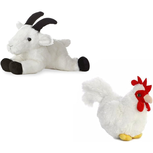 Aurora Rocky Mountain Goat & Chicken Mini Flopsie 8" Bundle