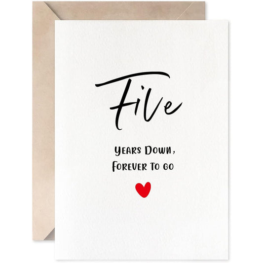 5th Anniversary Cards Five Years Down Forever To Go Romantic Valentine's Day Wedding Cards for Couples