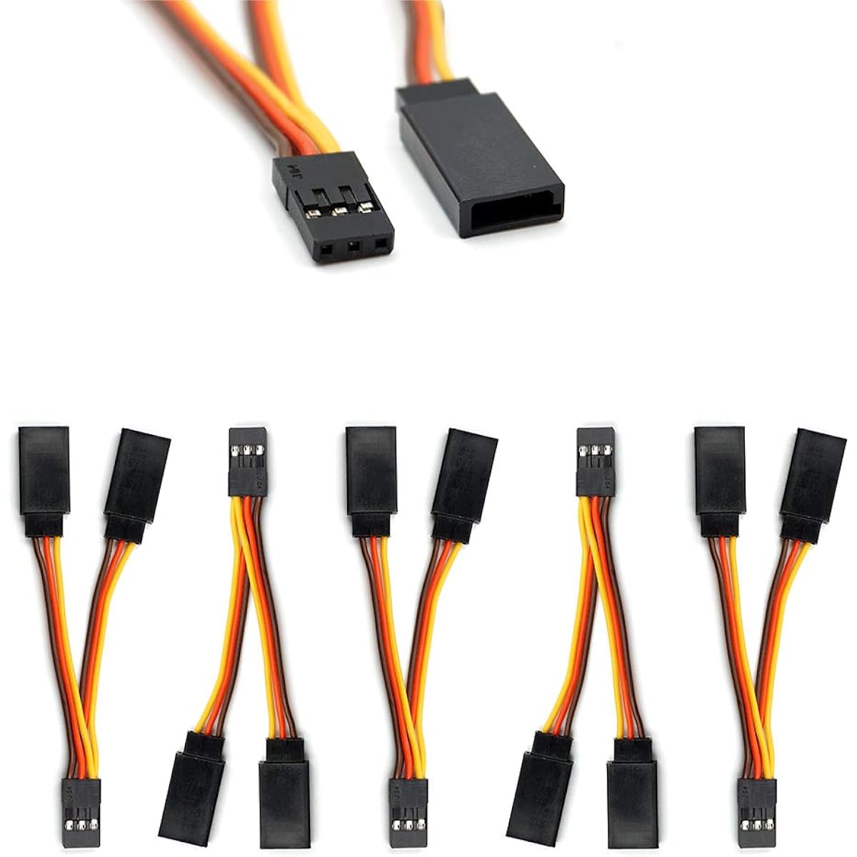 elechawk 5pcs JR/Futaba Style Servo 1~2 Y Harness Lead Splitter Cable Male to Female Extension Leads for RC Model Airplanes 7cm