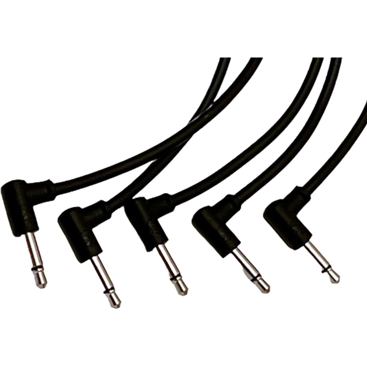 Luigis Modular M-PAR Right Angle Eurorack Patch Cables - 5-Pack of 24 Black Cables (60cm)