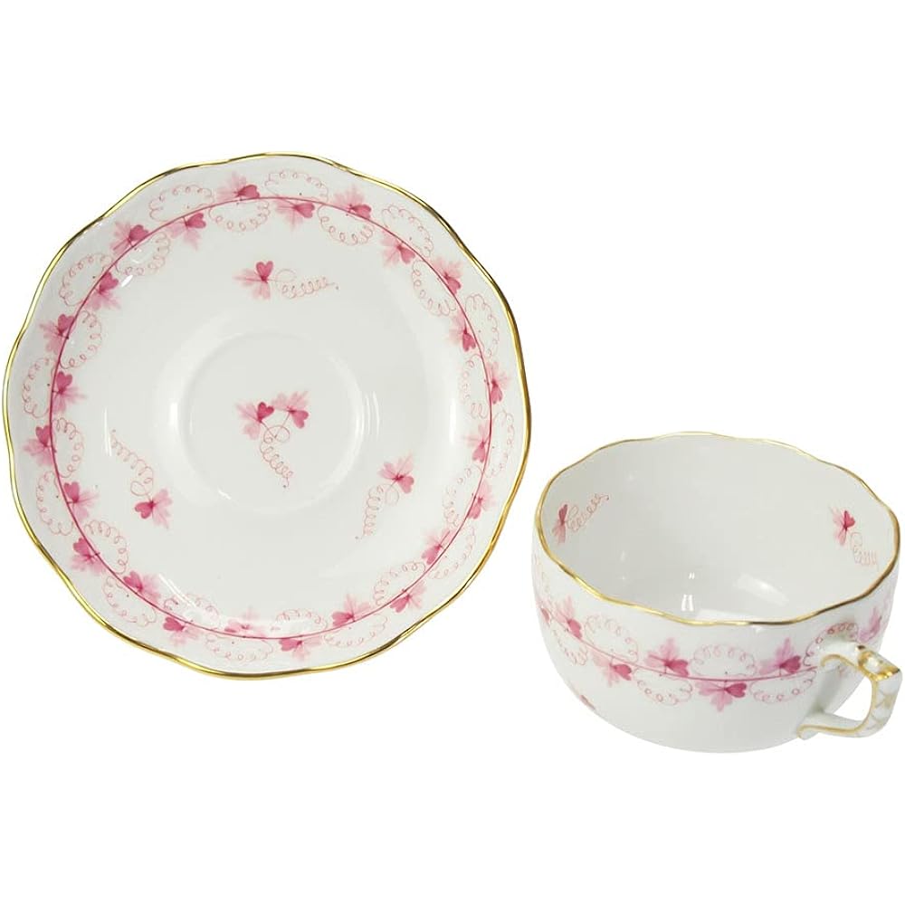 HEREND PEP Parsley Pink Tea Cup Saucer 724 [Parallel Import]