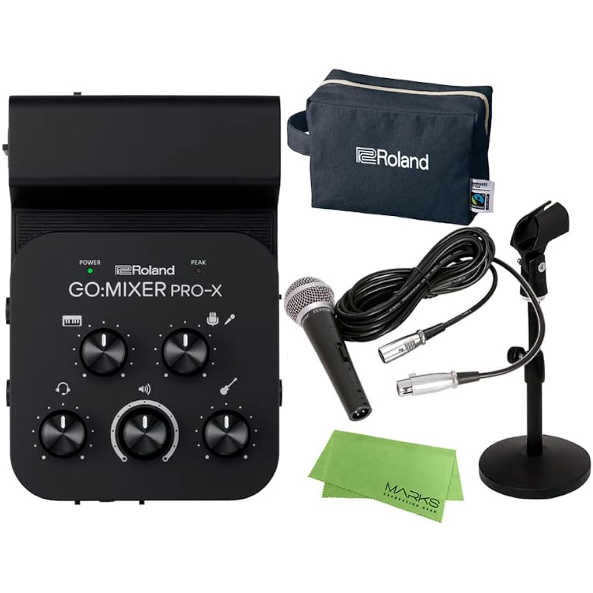 Roland GO:MIXER PRO-X + Dynamic Microphone + Stand Set Small Mixer Audio Interface for Smartphone