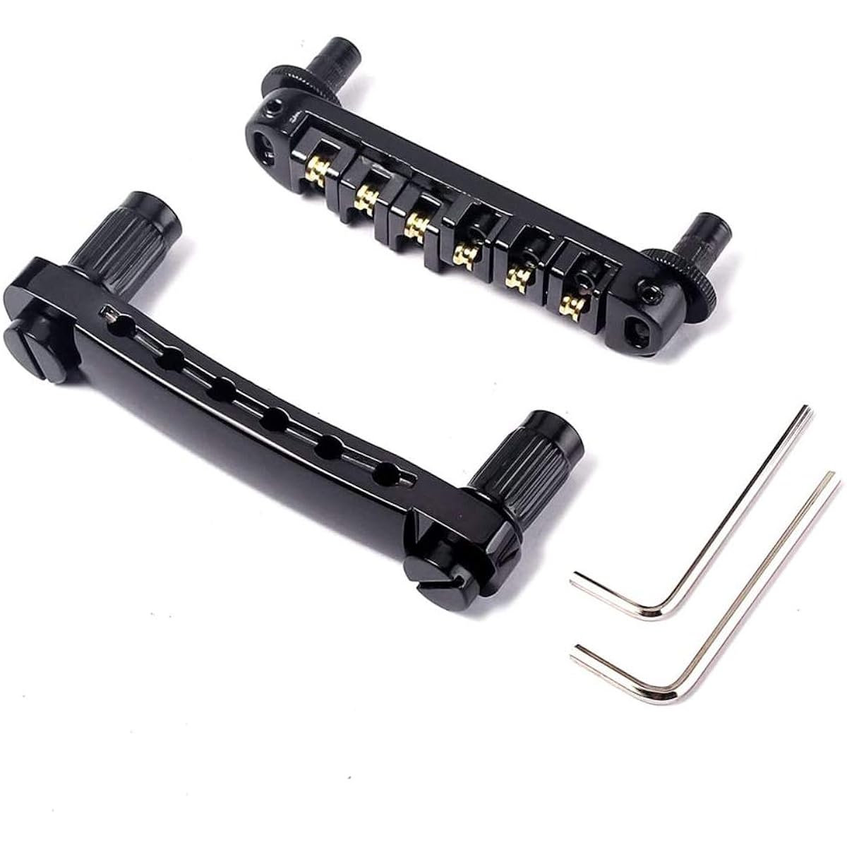 Abr-1 Style Tune-o-matic Bridge Tailpiece Roller Saddle Bridge for Gibson Les Paul Gear Replacement (Black)