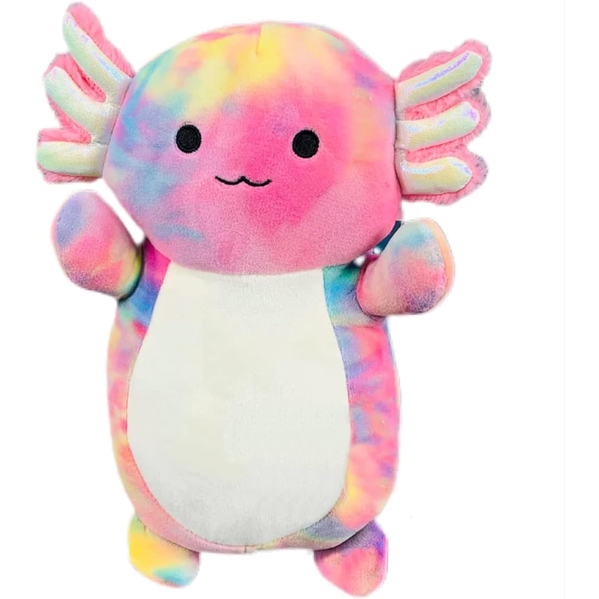 Squishmallow Official Kellytoy Hug Mees Collectible Squishy Soft Pillow Animal Pet (Tinley the Rainbow Tie-Dyer Xolotl, 10 Inch)