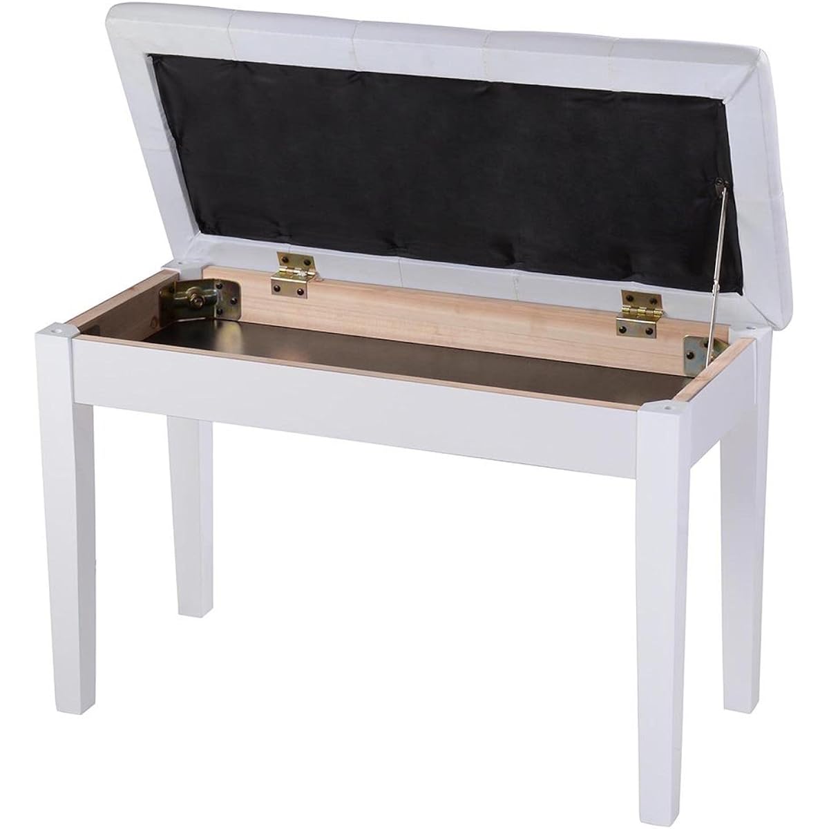 AW Piano Bench Stool Dual PU Padded Keyboard Double Storage Seat 262lb Capacity White