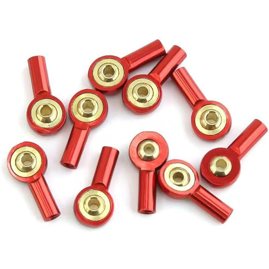 10pcs Aluminum M3 Link Tie Rod End Ball Joint Shock Absorber Ball Joint for HSP Axial SCX10 Tamiya CC01 1/10 RC Crawler Car Parts (Red)