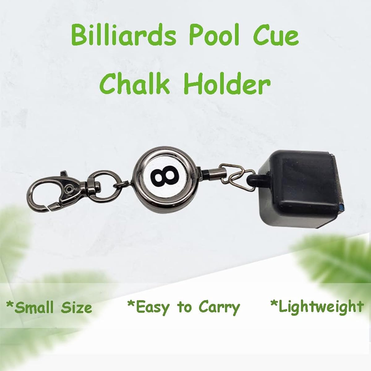 Billiard Pool Cue Chalk Holder Portable Black Retractable Billiards Snooker Pool Cue Chalk Holder Drawing Key Ring Retractable Cord Extends to 50cm