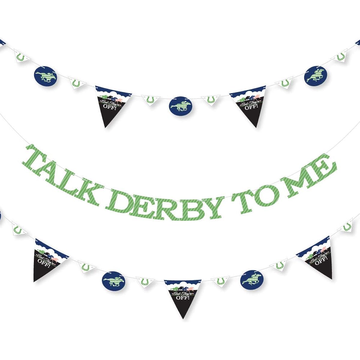 Big Dot of Happiness Kentucky Horse Derby - Horse Racing Party Letter Banner Decorations - 36 Banner Cutouts and Talk to Me from Derby Banner Letters