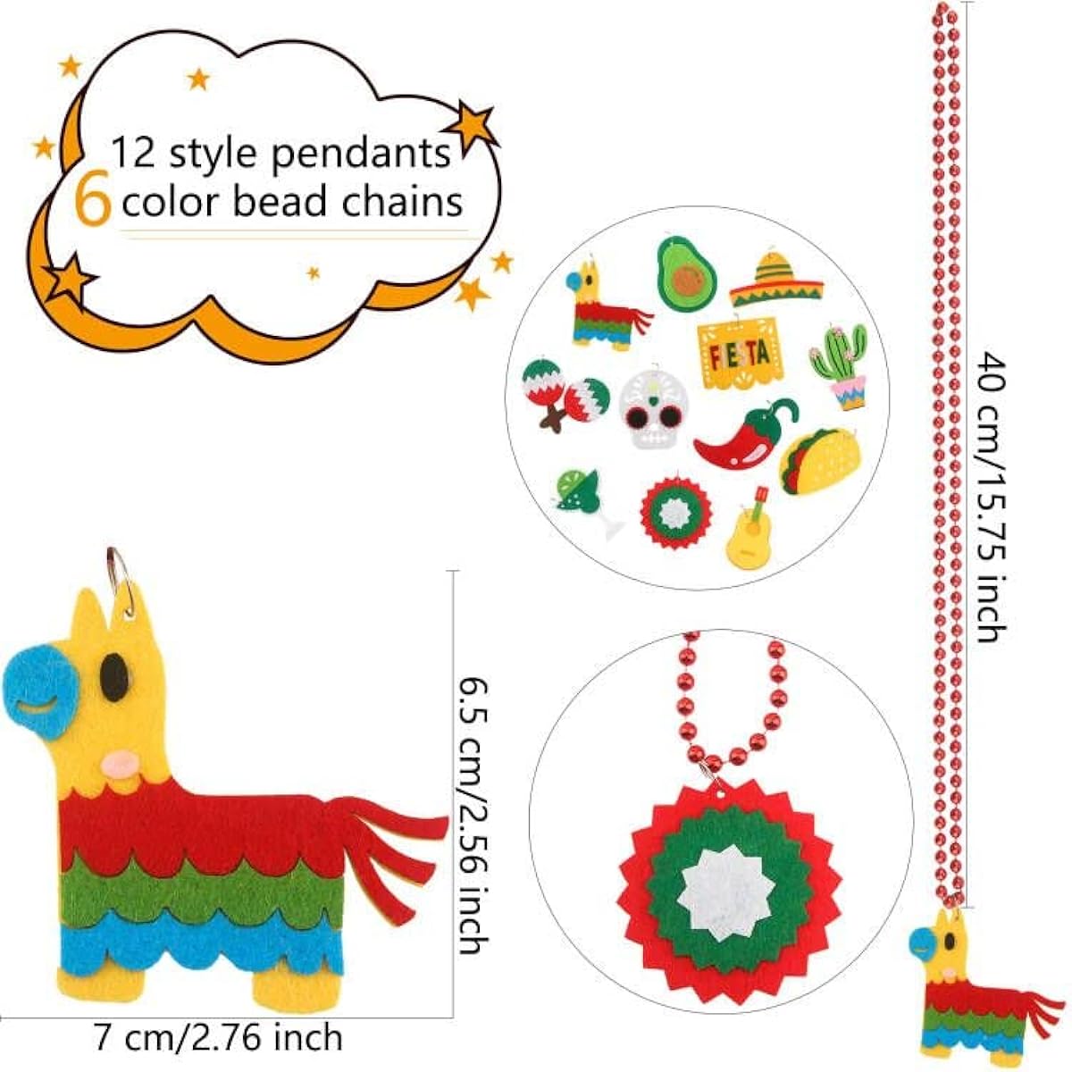Fahacop Fiesta Necklaces Mexican Necklaces Cinco de Mayo Beaded Necklaces Mexico Theme Carnival Birthday Party Supplies 31 Pack