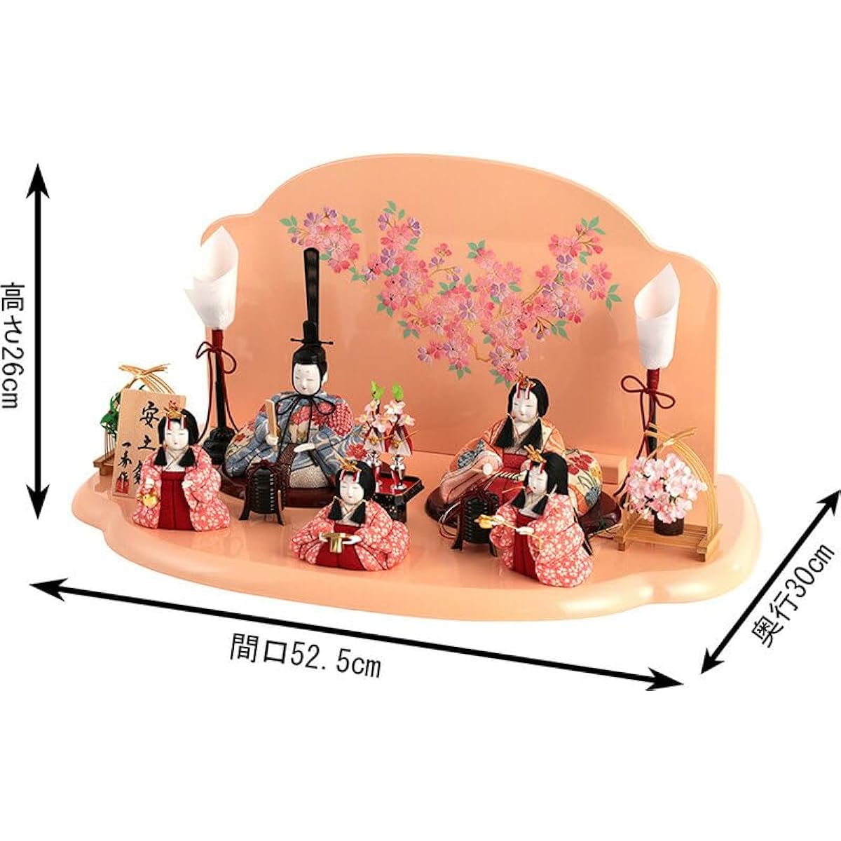 Isshu Five-person Azuchi Hina Doll 15-6 Wood-grain Doll I-21