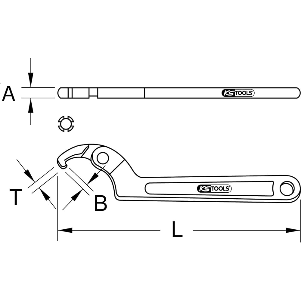 KS TOOLS Flexible hook wrench with nose 50-120mm 517.1304