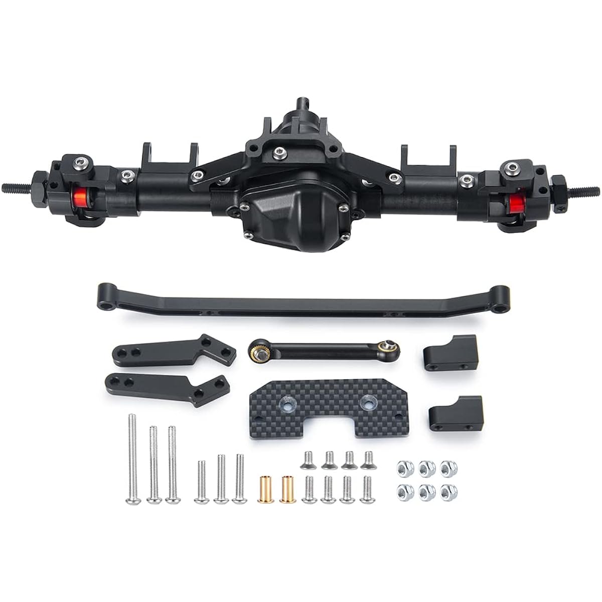 RCHUBAM CNC Metal Front Axle Set with Servo Base for 1/10 Axial SCX10 RC Crawler Car (Front)