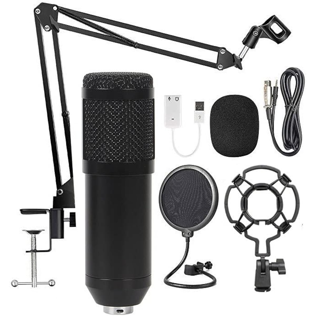 Aokicase USB Hanging Condenser Microphone Set 192KHz/24-bit Gaming Microphone PC Microphone for Streaming/Online Class/YouTube/Tiktok/Ins/Podcast/Recording/Microphone or Mac/PS4/PS5 USB-BM800