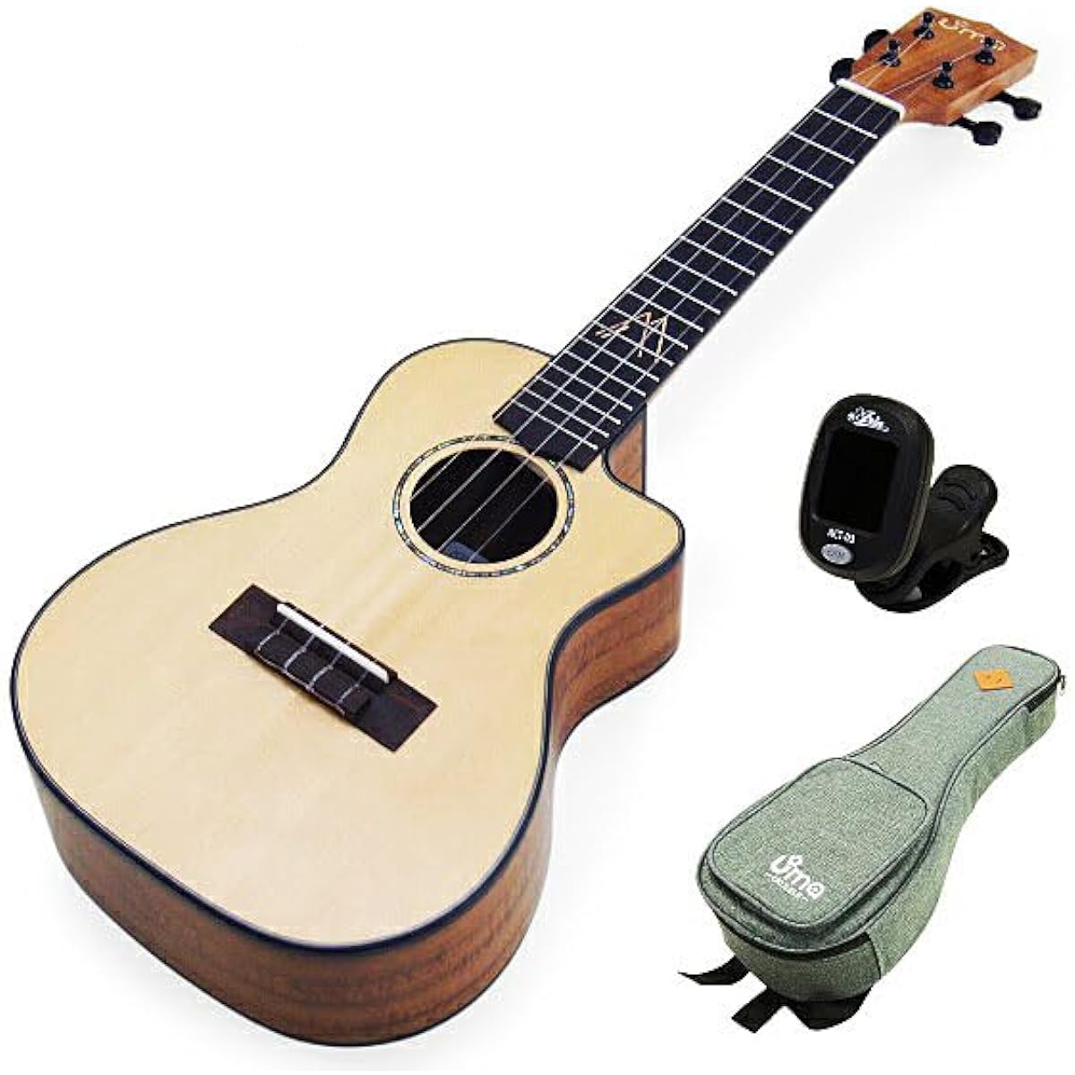 Uma Ukulele UK-16SC Concert Cutaway Tuner Included Top Spruce Solid TR Music String Height Adjusted (Taiwan Brand) [Solo] (u)