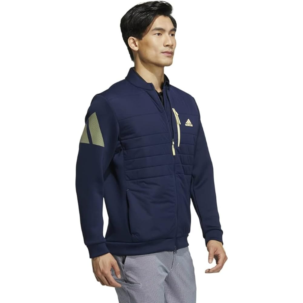 [Adidas Golf] Golf Jacket, Cardboard Knit, Fabric Mix, Windproof, Long Sleeve, Full Zip Jacket, Men's