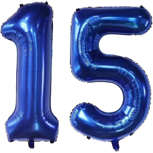 101.6cm Navy Blue Number 15 Balloon Giant Aluminum Film Number 15 Balloon 15th Birthday Decoration Balloons Kids Birthday Party Decoration Supplies (Navy Blue 15)
