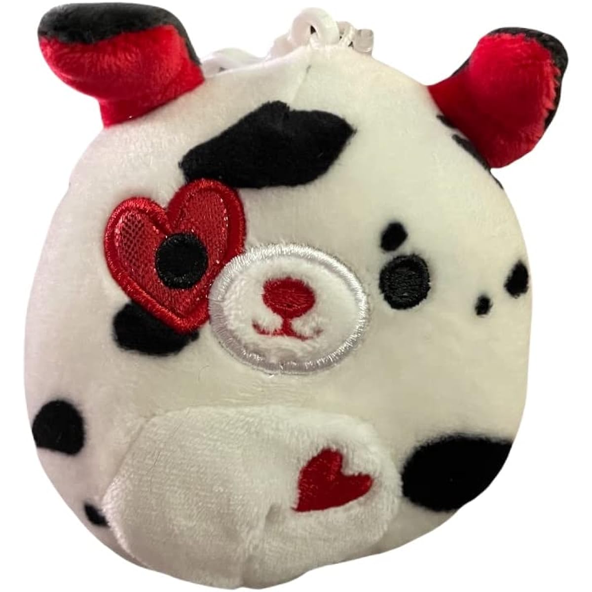 Squishmallow Official Kellytoy 3.5" Clip-on Bag Keychain Backpack Clip Squishy Soft Stuffed Animal (Dustin Dalmatian (Valentine Squad))