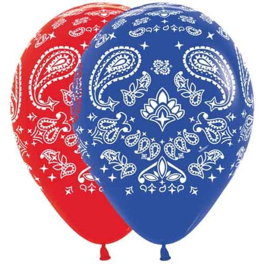 11" Bandana Assortment (Cowboy or Western) Latex Balloons - Bag of 10