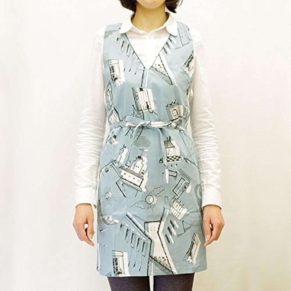 isso ecco apron dress vertical one size fits most made in Japan (blue)