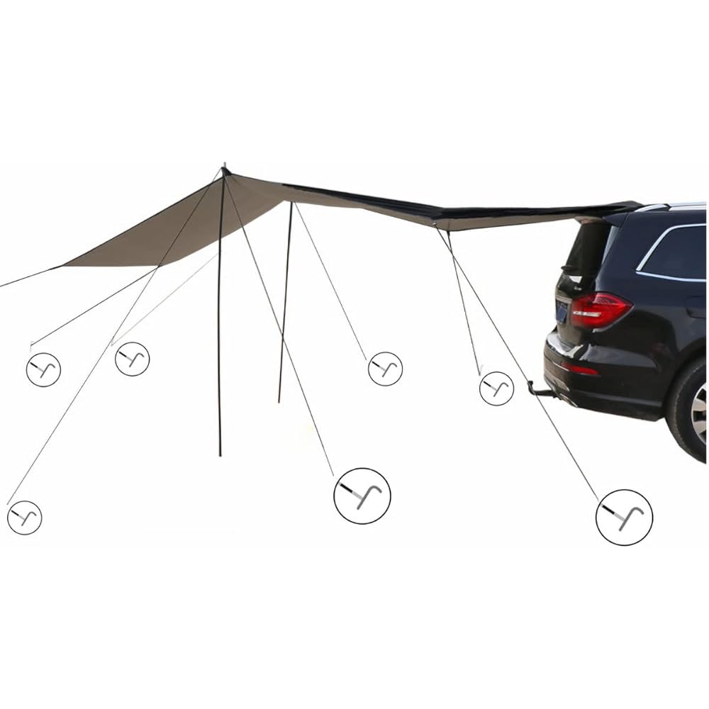 YEZOND Car Side Tarp, Awning, Car Connection Tent, Car Side Awning, Light Vehicle, Tarp to Attach to Car (L-440CM*200CM)