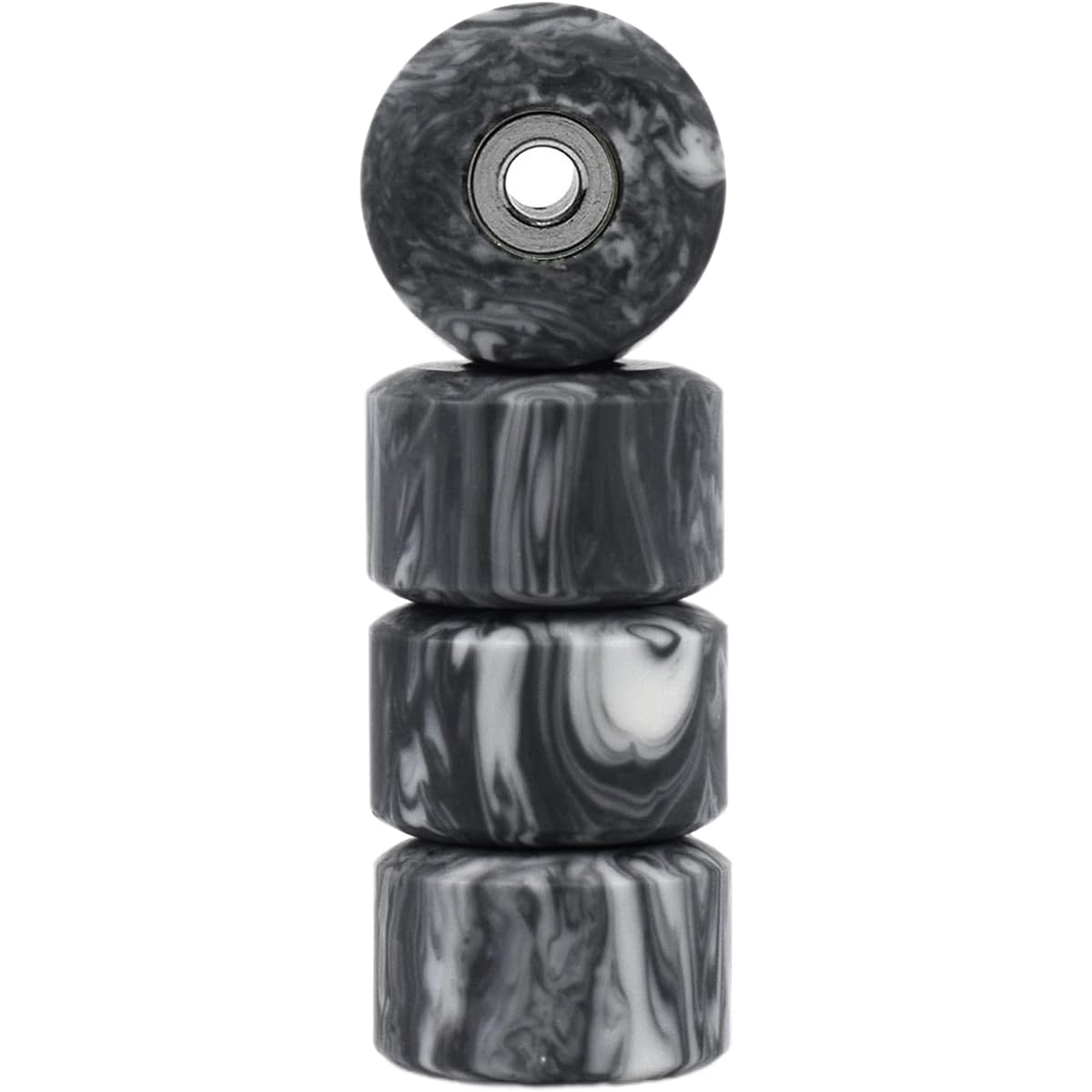 Teak Tuning Apex 71D Urethane Fingerboard Wheels - Street Shape - 7.7mm Diameter - Ultra Spin Bearings - Made in the USA - Grey & White Swirl Colorway