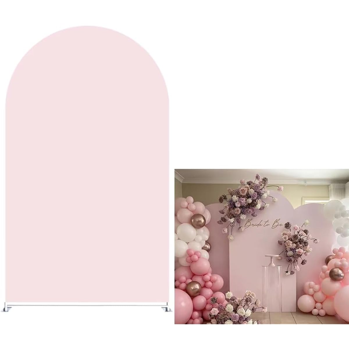 afoloa Light Pink Arched Stretch Fabric Cover for Parties, Double Sided Arch Stand Backdrop Cover for Wedding Birthday Party Favors Bridal Shower Decorations (3x6ft)