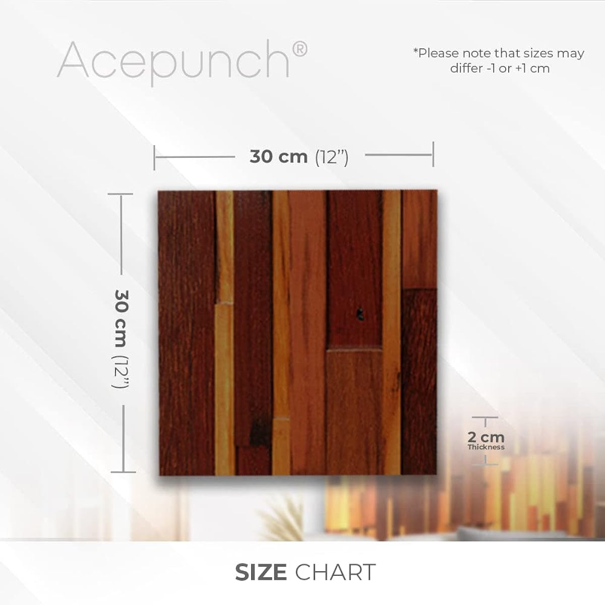 Acepunch 12pcs 3D Wood Wall Art Panels Decorative Sound Tiles for Soundproofing Acoustic Music Insulation for Home Office or Room Studio Deluxe Nordic Style 30 x 30 cm AP1238