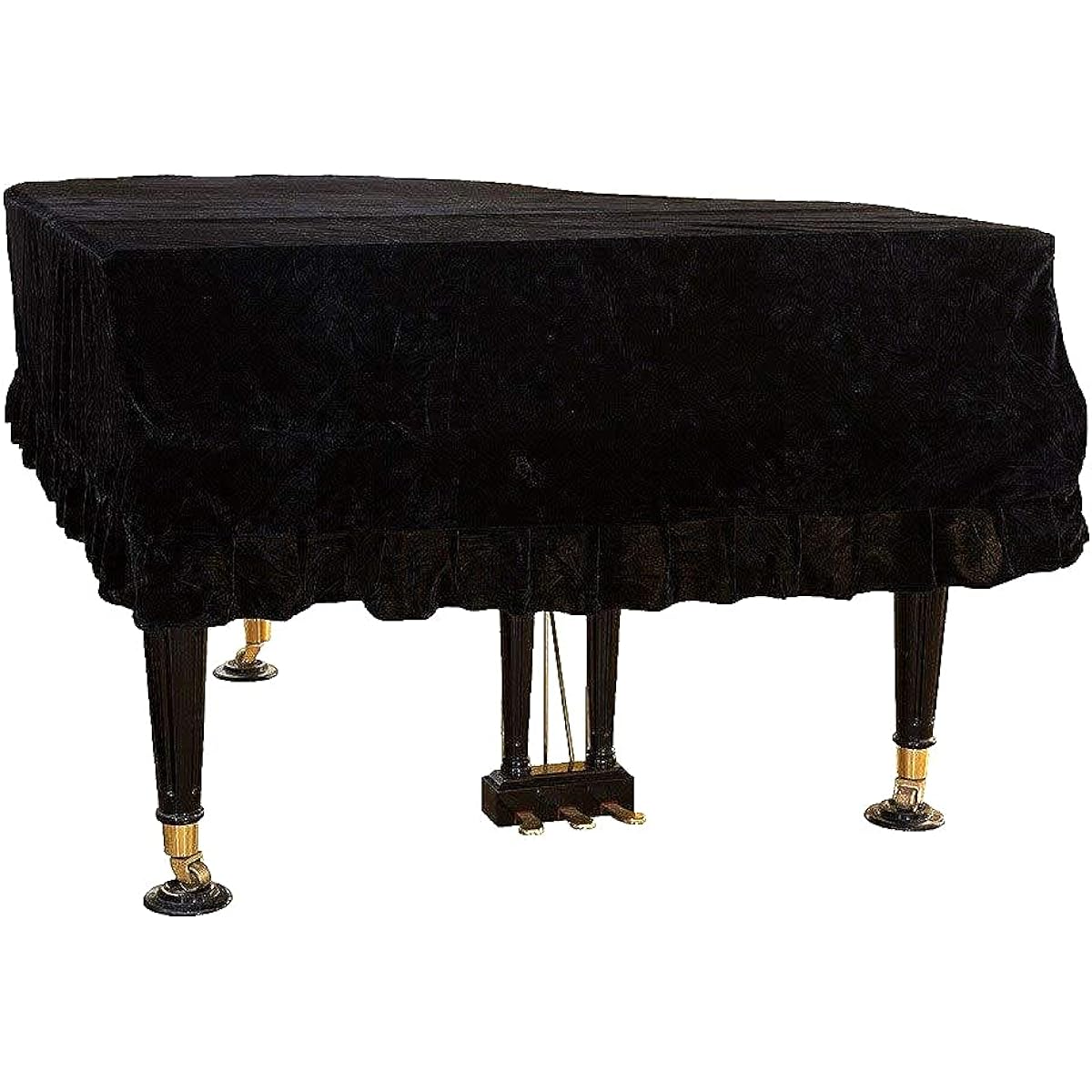 J&C Grand Piano Cover 220G Thick Press Cloth Golden Velvet 5' 5'8' 6' 7' 8' Dustproof Anti-Static Universal Cover Black (210-220cm)