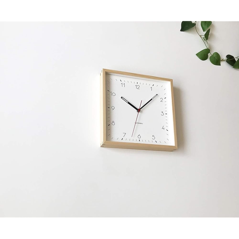 KATOMOKU Square clock 3 Hinoki radio clock sweep km-114NARC natural