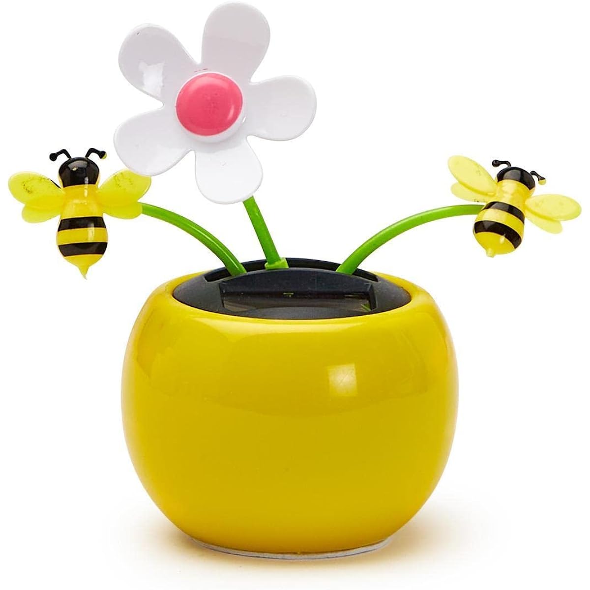 Two's Company Happy Solar Powered Dancing Daisy and Bee Figurine 4.5" Tall Plastic