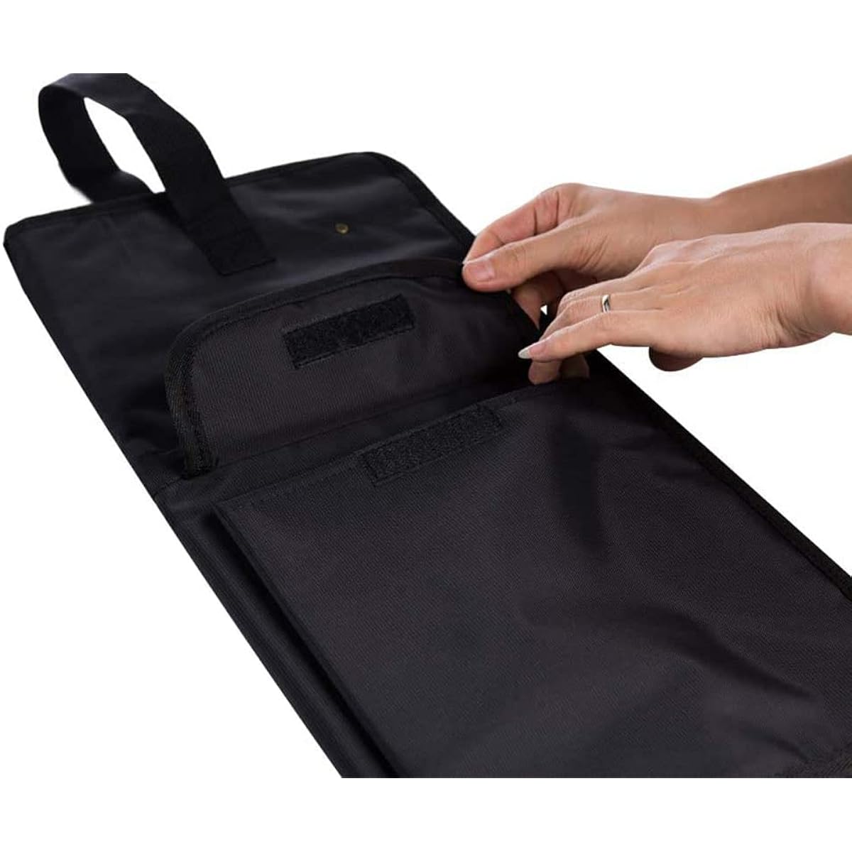 TUOREN Drumstick Bag Case Percussion Drum Mallet Bag with External Pocket and Floor Tom Hook Drumstick Mallet Brush Holds 10-12 Pairs Black