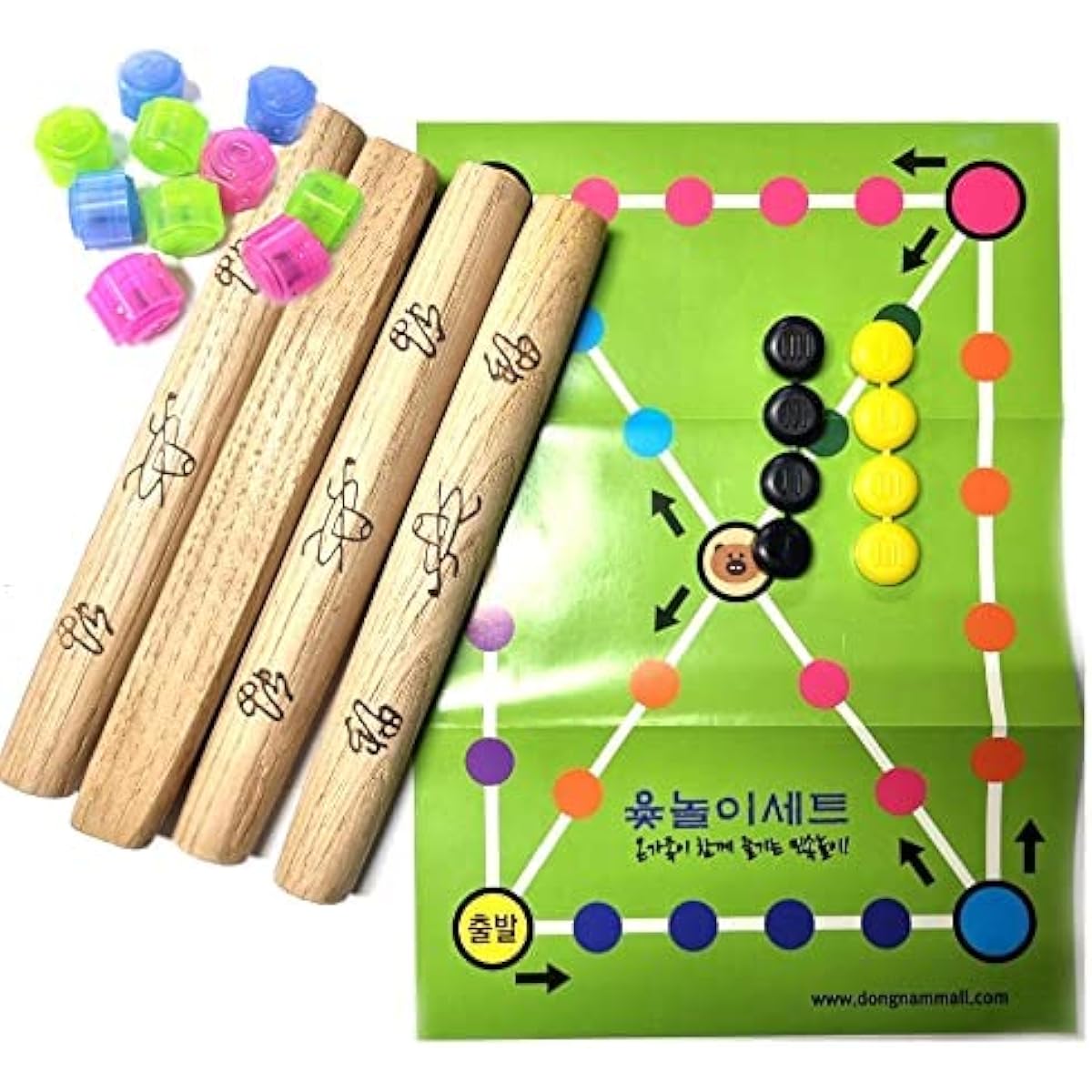 Gashina Yutnori (Yunnori) 10 Pieces with Gongi () - Konggi Gong Gi Korean Jacks Stone Game - Korean Traditional Board Game YUT Set for Party, New Year, Thanksgiving, Family, Friends, Everyone