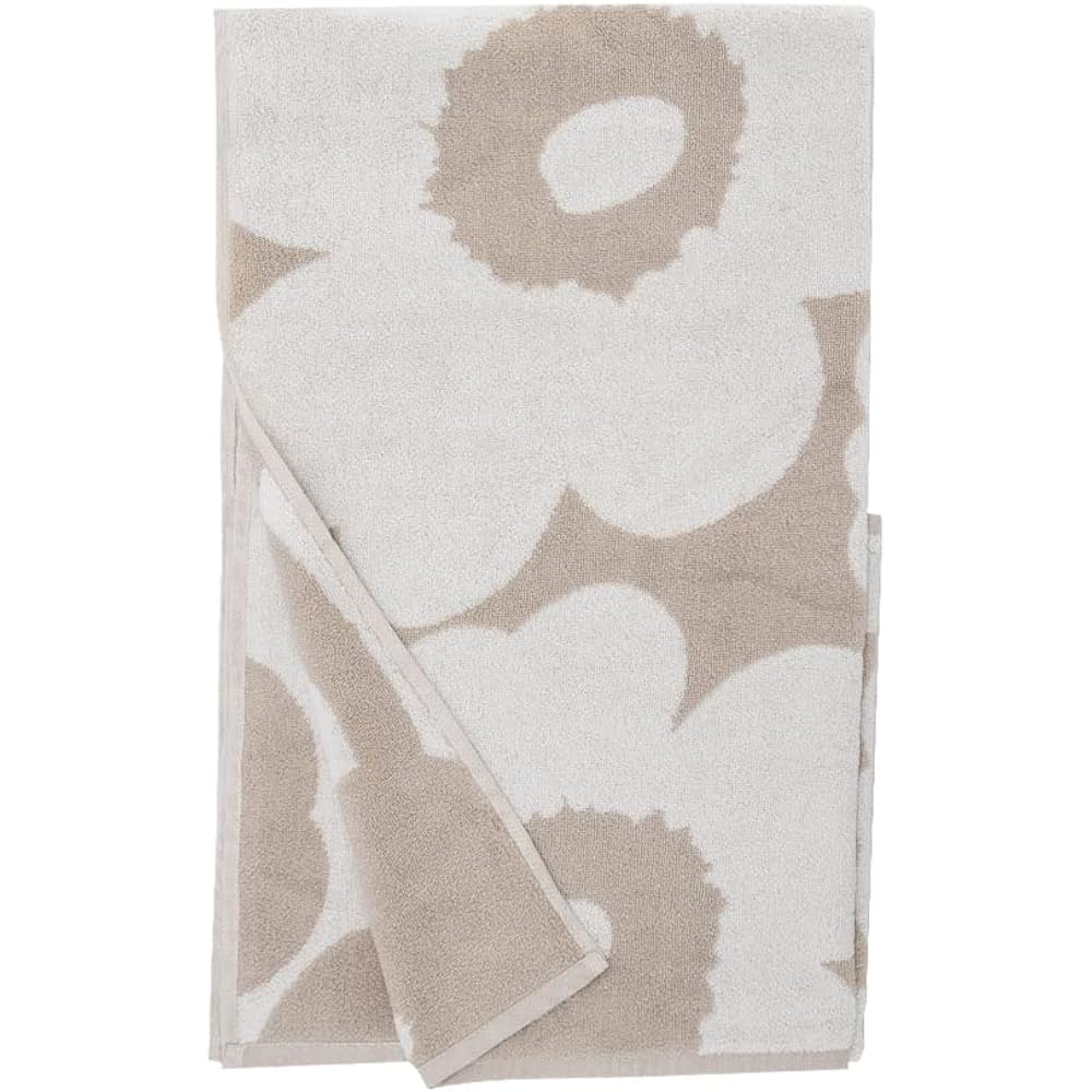 [Marimekko] Marimekko Bath Towel 150 x 70cm 070230-810 Beige/White Large Towel Cute Scandinavian Unikko Bath Towel beige, white [Parallel Import]