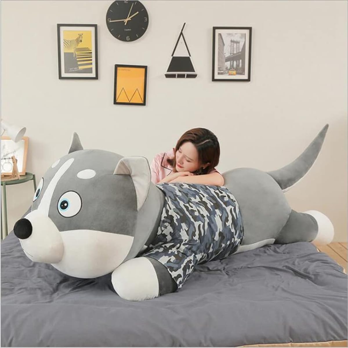 al, husky, dog, large, ornament, miscellaneous goods, sleeping together, hug pillow, sewn wrapping, soft, memory foam, putting to sleep, birthday, present, 120cm, decoration, for children, Christmas, sewn wrapping, soft, gift, Children's Day, Type 2, toy