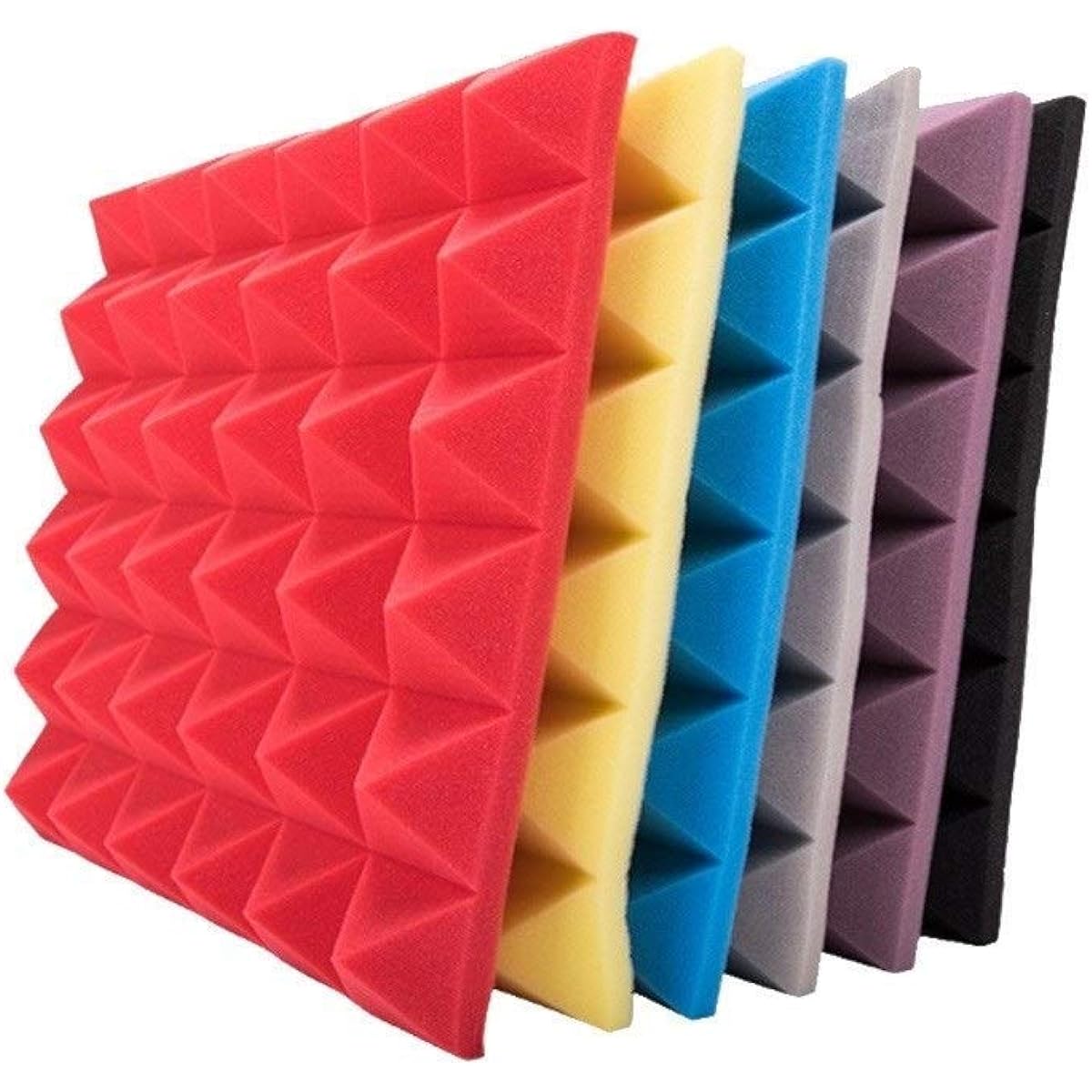 Portable Sound Absorbing Cotton, Color Square Acoustic Panel Piano Room Soundproofing Treatment Accessories Foam 50 50 5CM (Black) (Purple)
