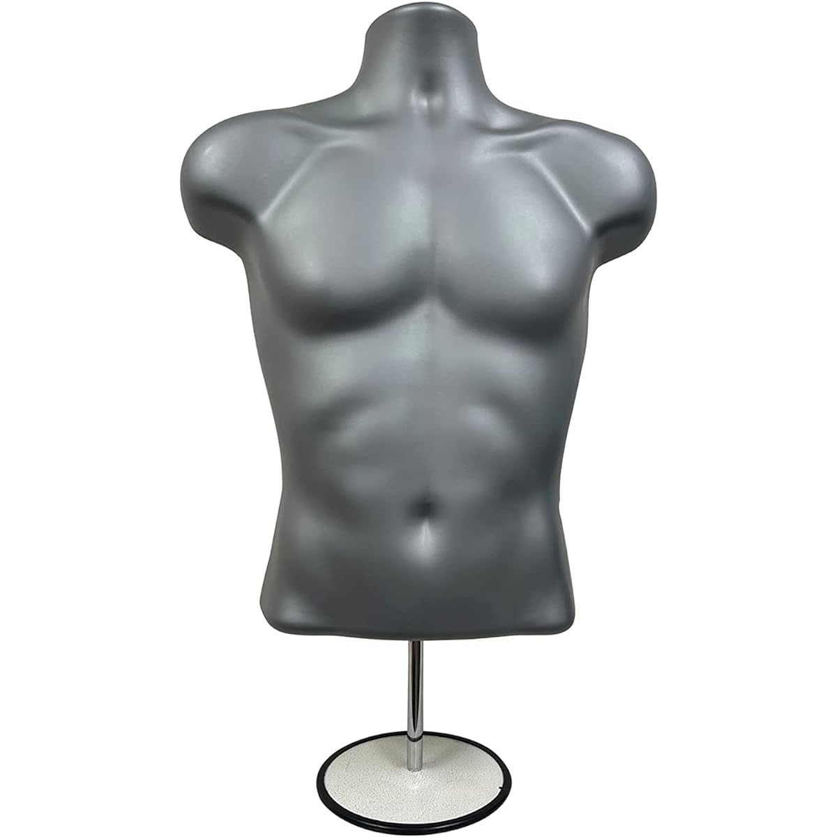 DisplayTown 2 Grey Male Hollow Back Mannequin Torso Set with Metal Stand, Metal Pole & Hanging Hook, Small