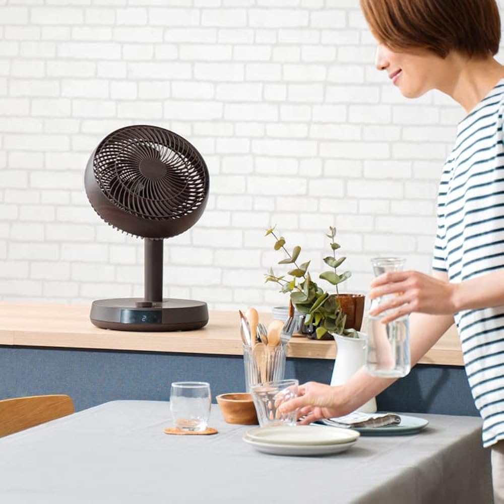 PRISMATE DC 3D Circulator with Remote Control PR-F076 Tabletop Fan, Quiet, 3D Automatic Oscillation, Powerful Air Blower, Interior (LB (Light Beige))
