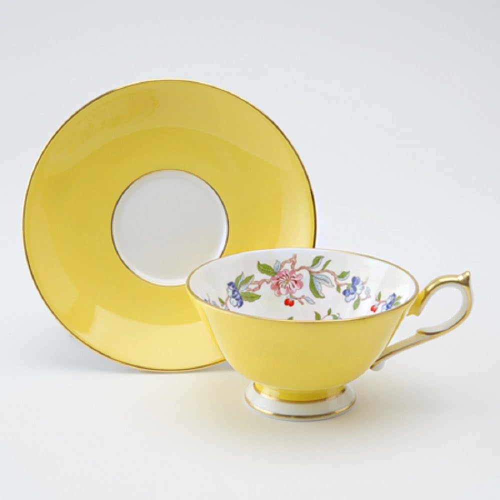 Aynsley Pen Block Tea Cup & Saucer Athens Approx. 200ml Yellow 290100708C