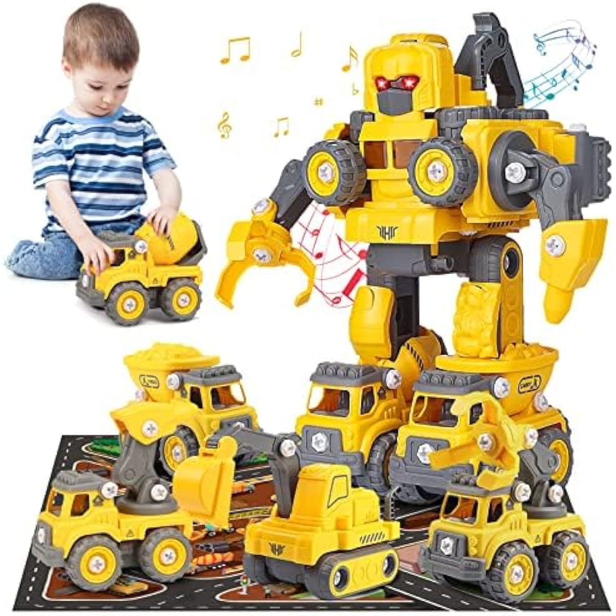 Tusivo 5-in-1 Transforming Robot Toy for Boys 5-7 Disassembly Car Boys Assembly Toy with Easy DIY Assembly Function and Educational STEM Toys as a Gift for Kids