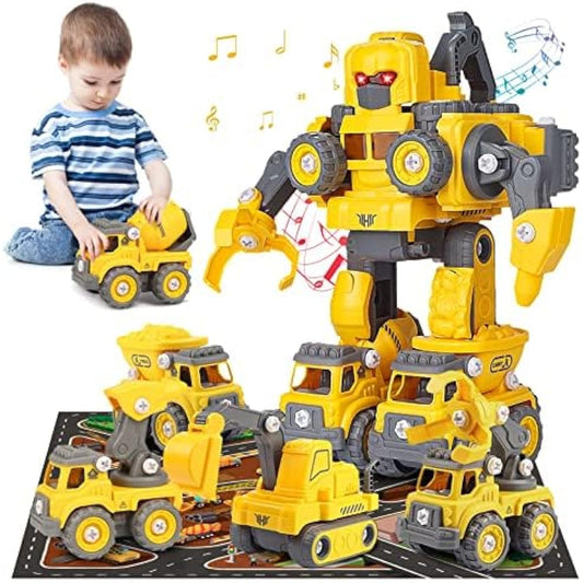 Tusivo 5-in-1 Transforming Robot Toy for Boys 5-7 Disassembly Car Boys Assembly Toy with Easy DIY Assembly Function and Educational STEM Toys as a Gift for Kids