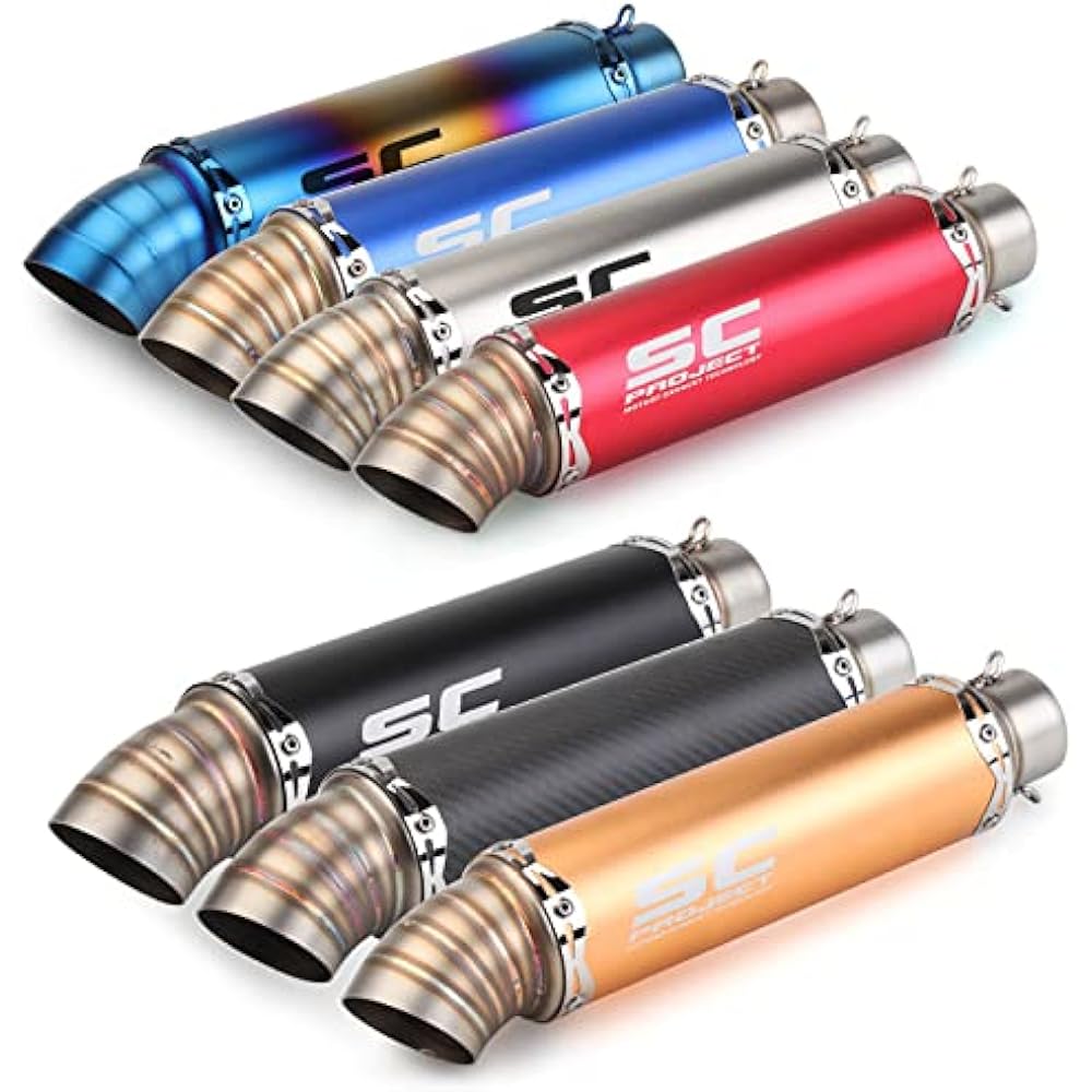 Bike Silencer Slip-on Muffler Bike Muffler Inner Baffle Inlet 50.8mm Universal Length 380mm